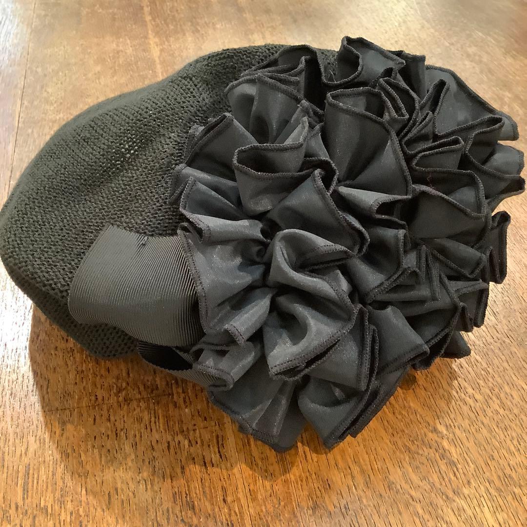 SHINYA帽子　ベレー帽　ブラック