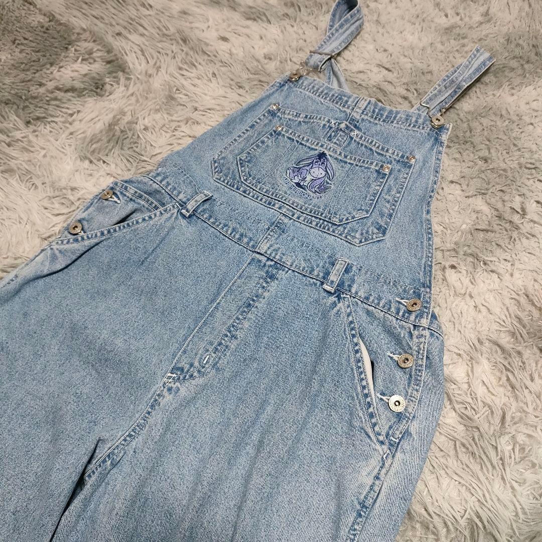 90s DISNEY　Pooh くまのプーさん デニムサロペット　オーバーオール