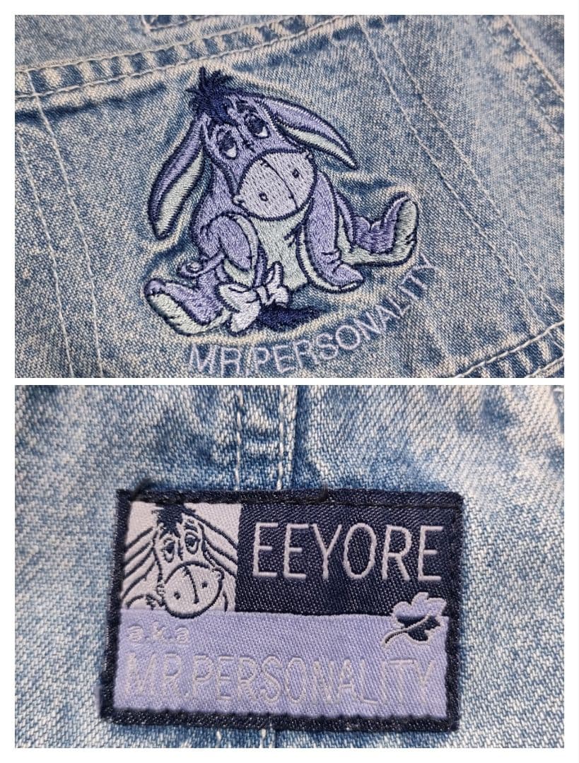 90s DISNEY　Pooh くまのプーさん デニムサロペット　オーバーオール