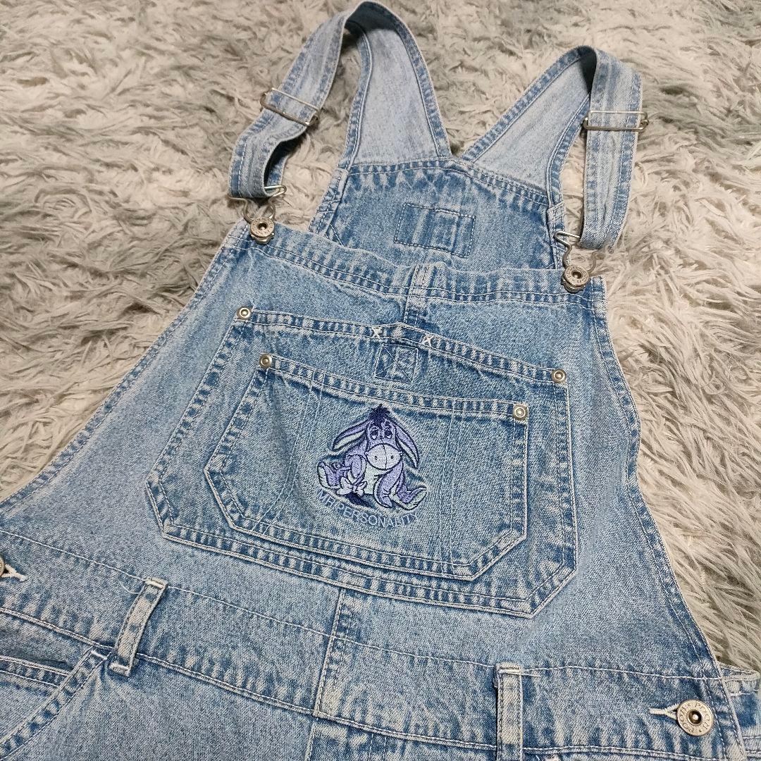 90s DISNEY　Pooh くまのプーさん デニムサロペット　オーバーオール