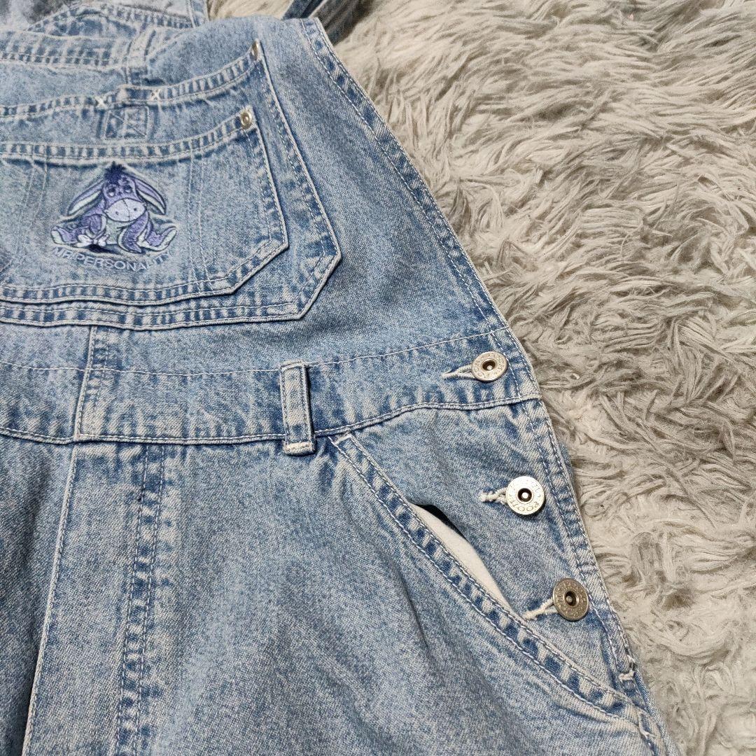 90s DISNEY　Pooh くまのプーさん デニムサロペット　オーバーオール