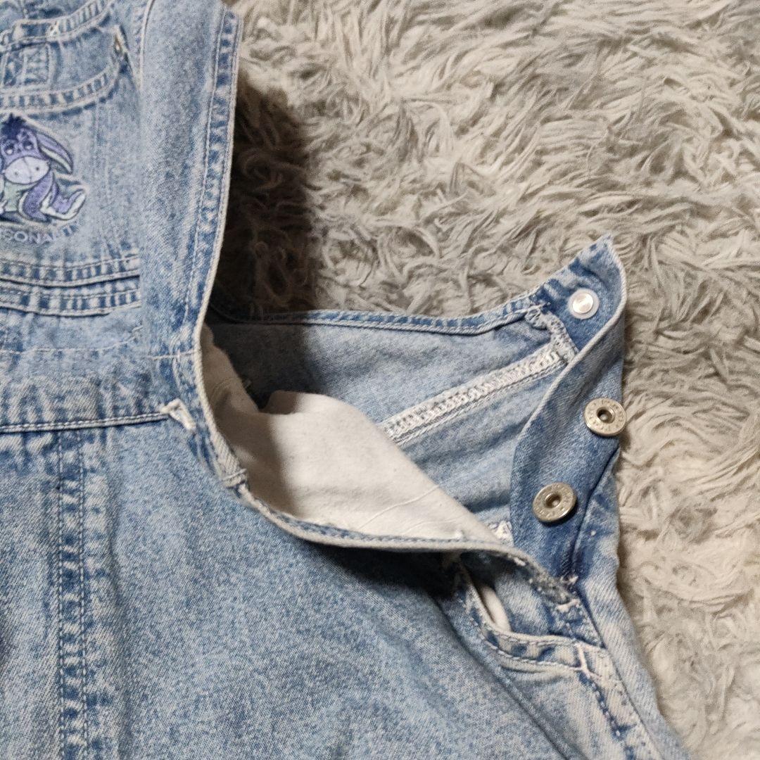 90s DISNEY　Pooh くまのプーさん デニムサロペット　オーバーオール