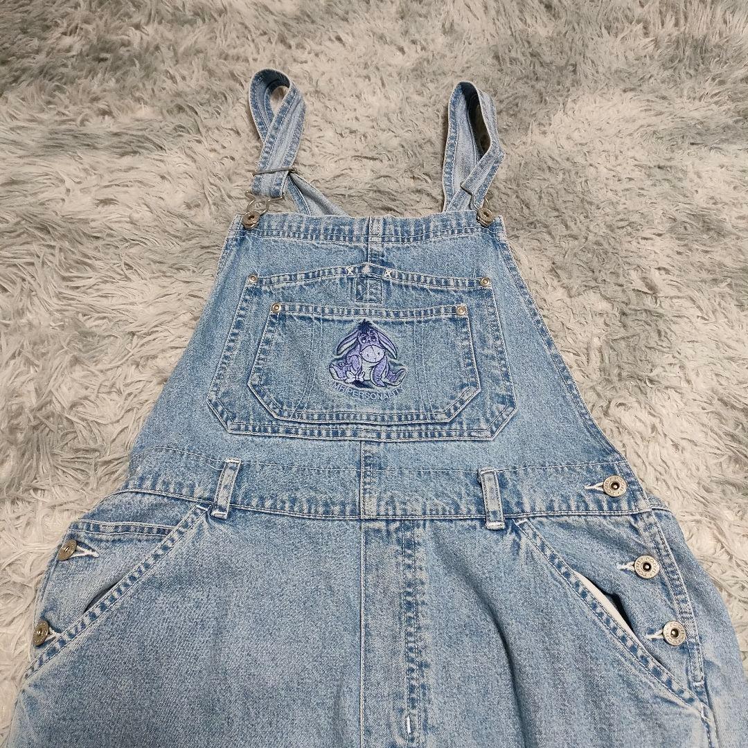 90s DISNEY　Pooh くまのプーさん デニムサロペット　オーバーオール
