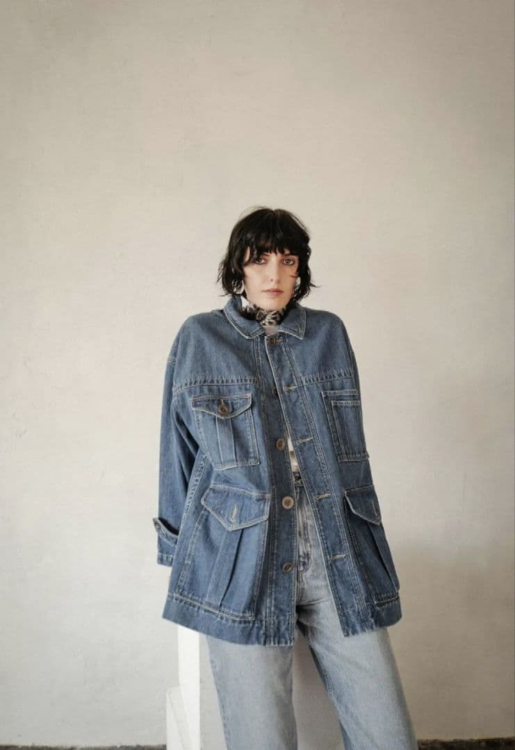 CLANE　ルーズワイドカバーオール　インディゴ
