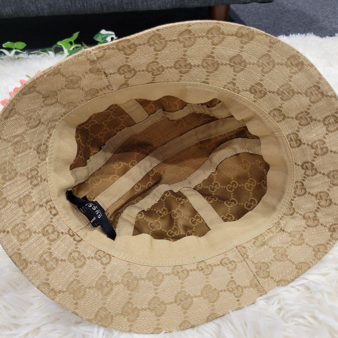 GUCCI　グッチ　総柄　ブルーリボン　バケットハット　帽子　キャップ