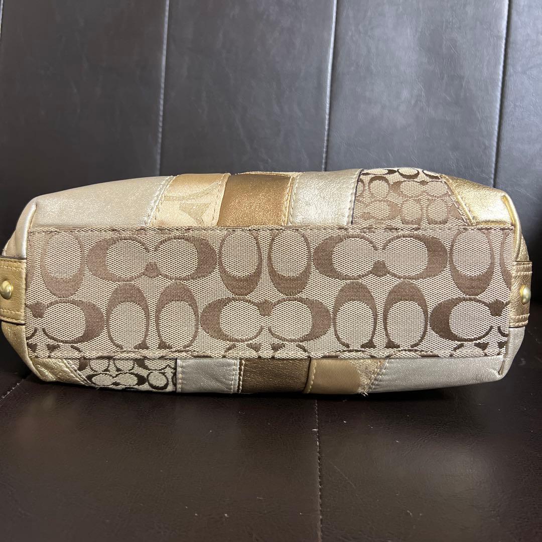 Coach ショルダーバッグ ベージュ ゴールド パッチワーク F14005