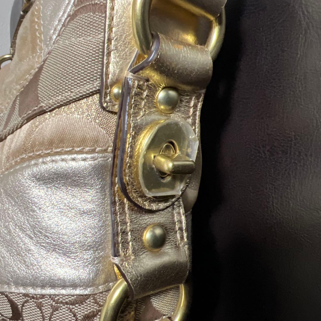 Coach ショルダーバッグ ベージュ ゴールド パッチワーク F14005