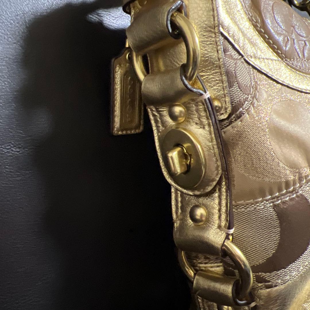 Coach ショルダーバッグ ベージュ ゴールド パッチワーク F14005