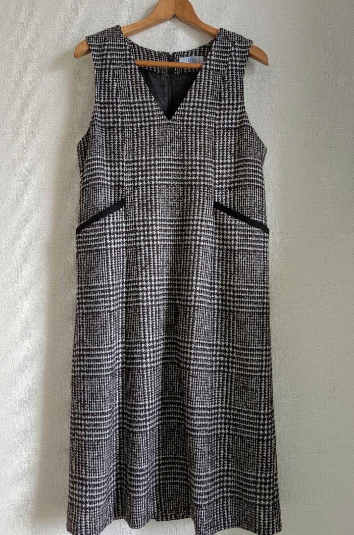 ウールシルクツイードグレンチェック ジャンパースカート