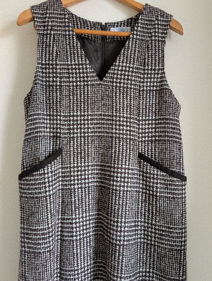 ウールシルクツイードグレンチェック ジャンパースカート