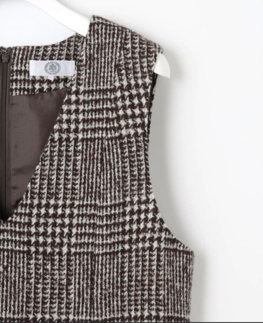 ウールシルクツイードグレンチェック ジャンパースカート