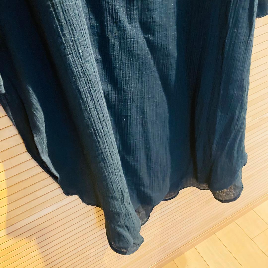 新品未使用タグ付き　かぐれ ガーゼロングチュニック 長袖 ワンピース ブラック