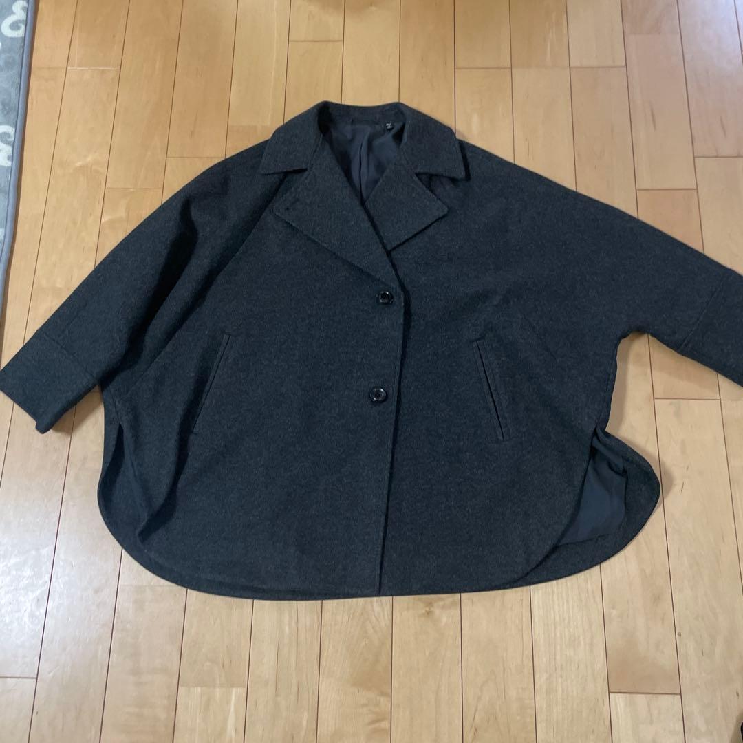 GU コージーメルトンケープコート M ダークグレー