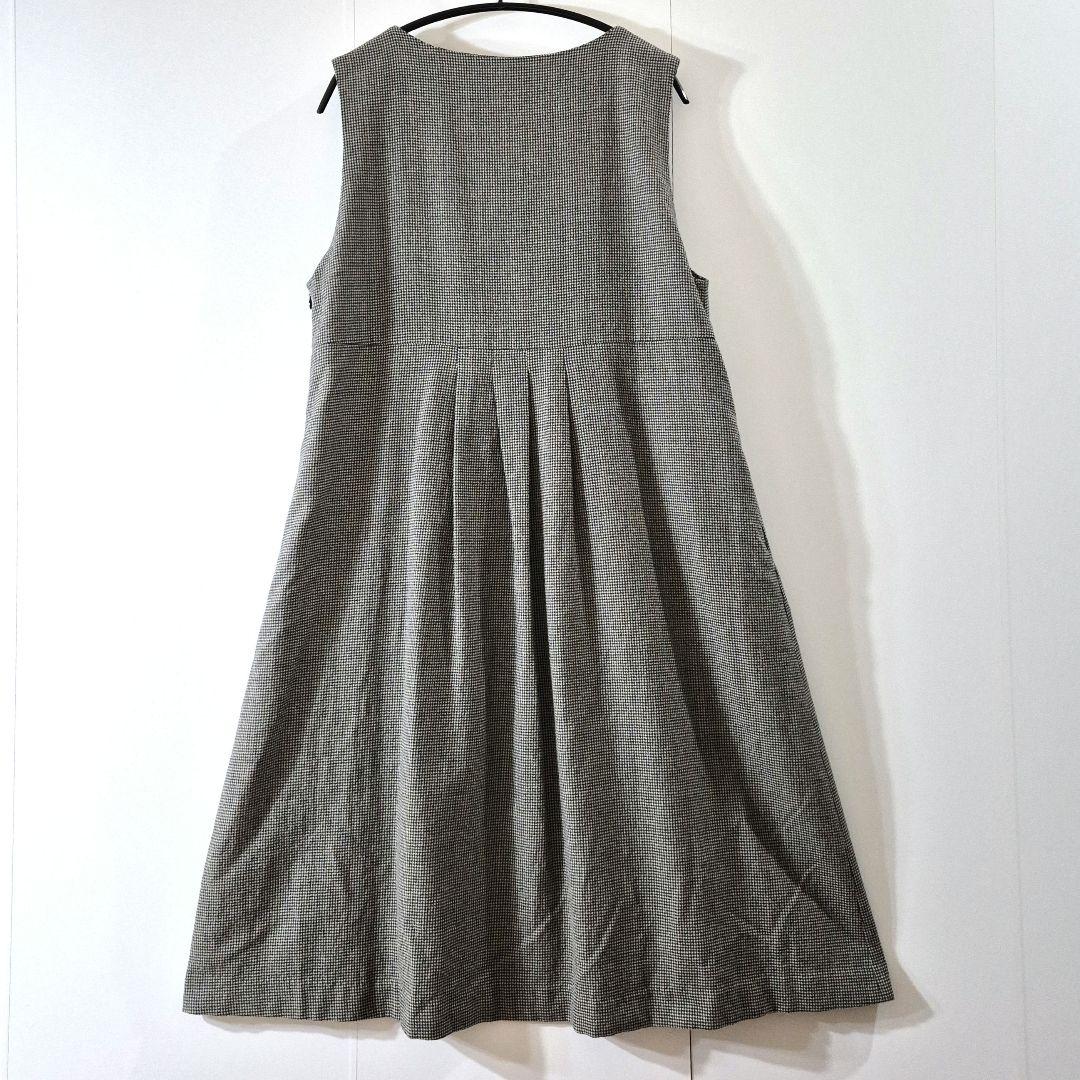 はっしーでございます 群言堂根々ウールコットン千鳥格子柄ジャンパースカート