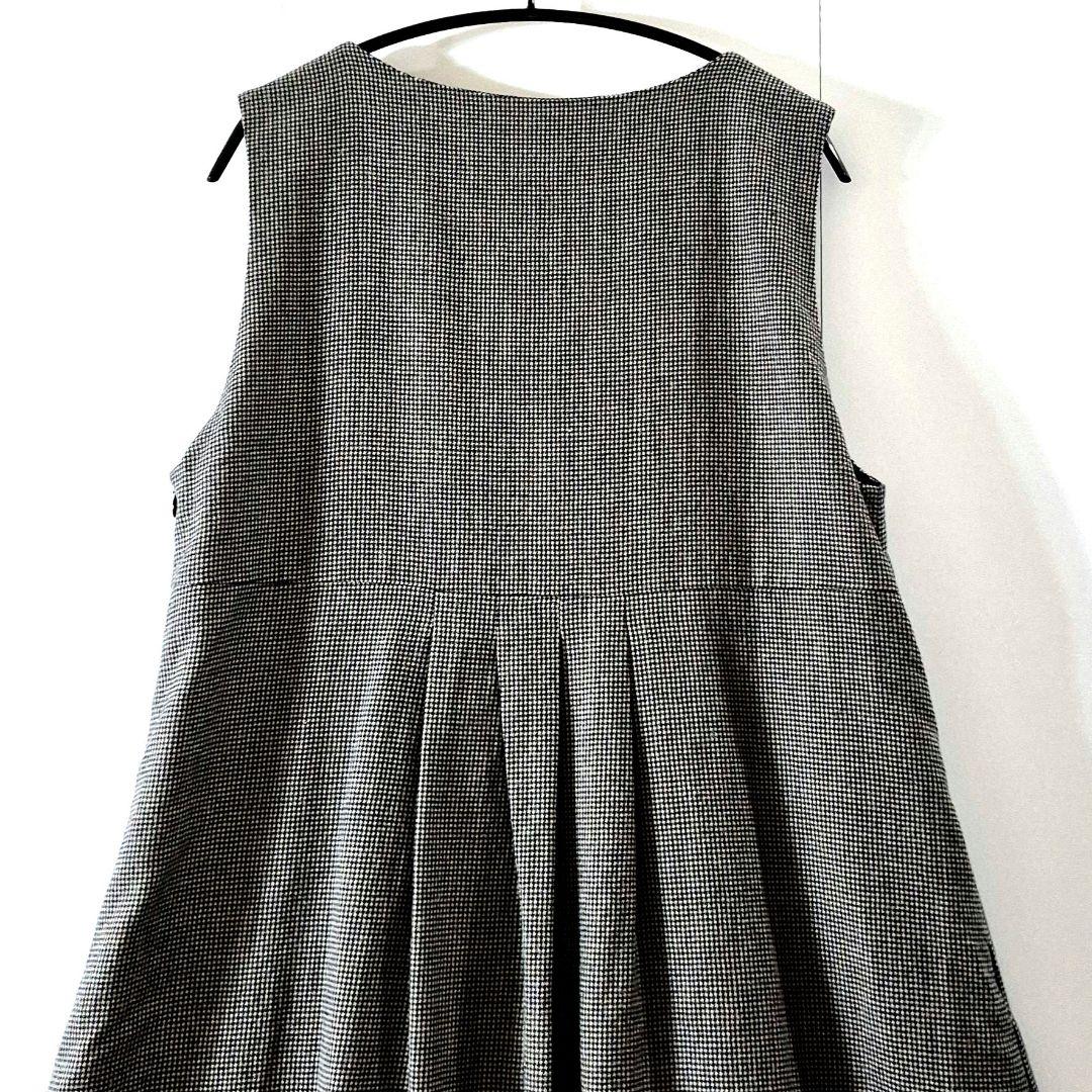はっしーでございます 群言堂根々ウールコットン千鳥格子柄ジャンパースカート