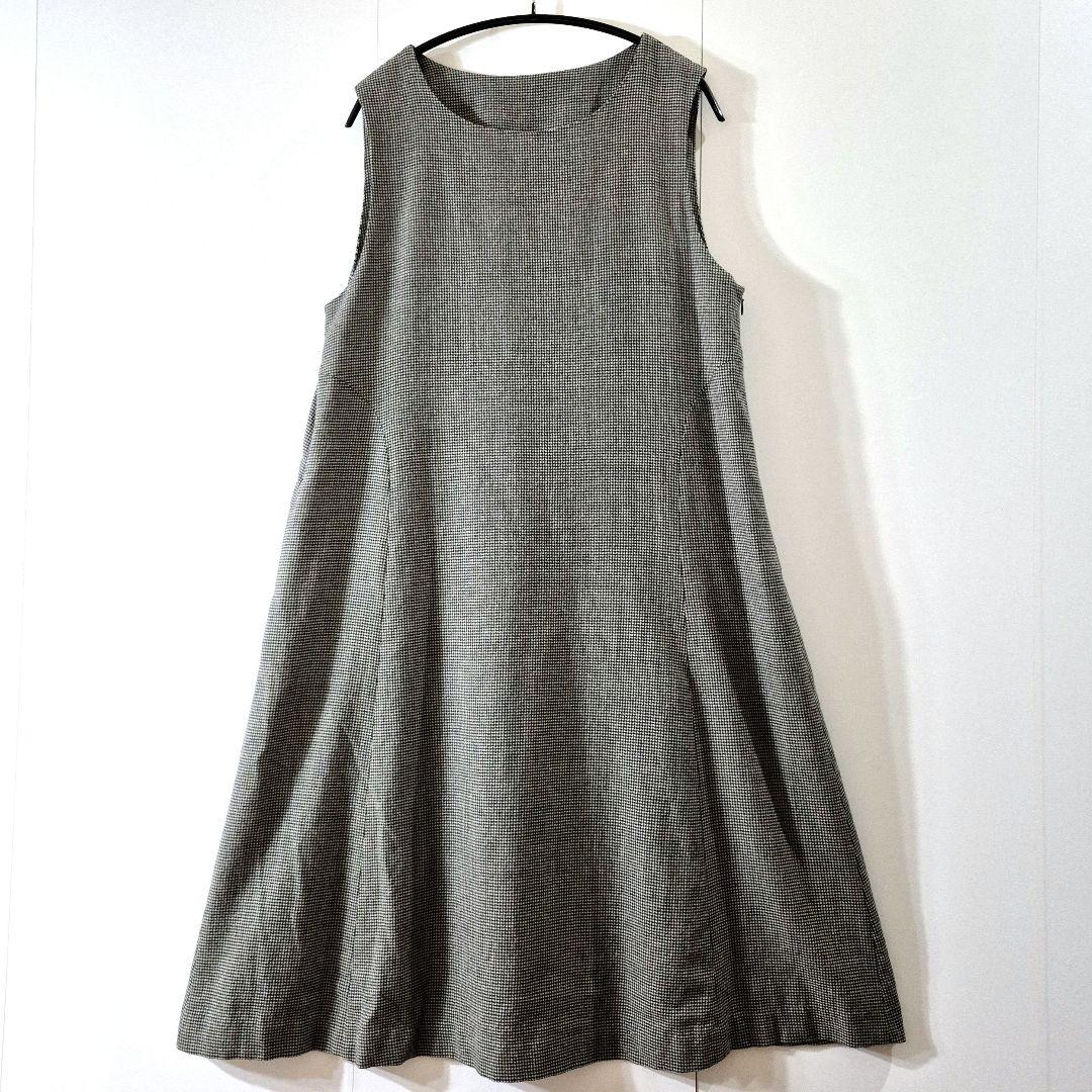 はっしーでございます 群言堂根々ウールコットン千鳥格子柄ジャンパースカート