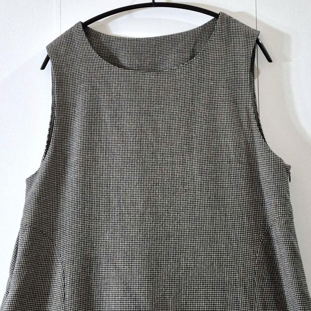 はっしーでございます 群言堂根々ウールコットン千鳥格子柄ジャンパースカート