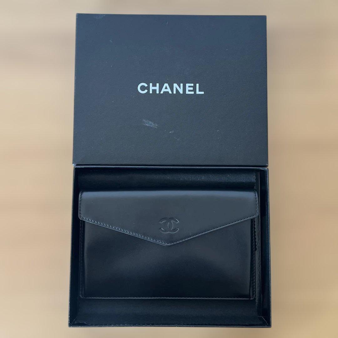 【未使用】CHANEL レザー 長財布 ブラック 箱・カード付