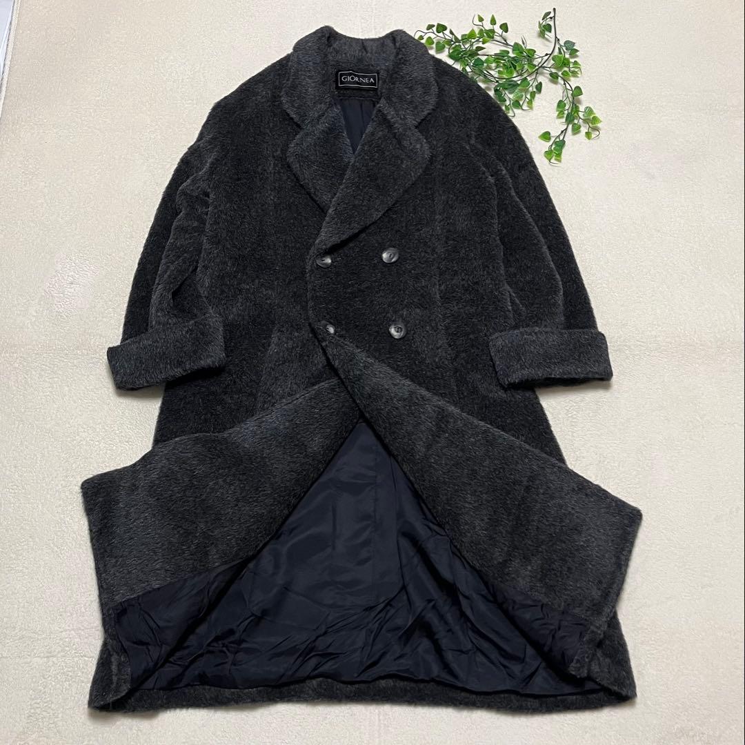 希少　日本製　アルパカ　マキシ丈　ロング　チェスターコート　ブラック