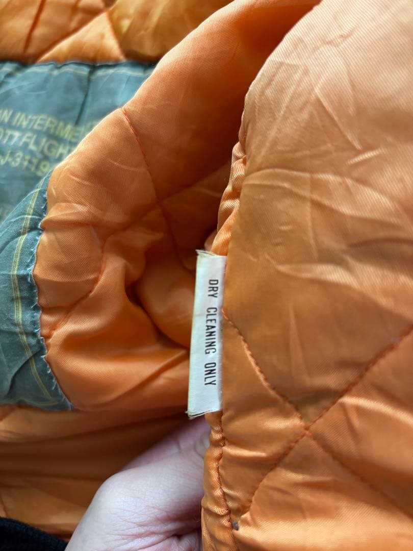 Schott CWU-Rフライトジャケット 黒 XL〜2XL相当 裏地オレンジ