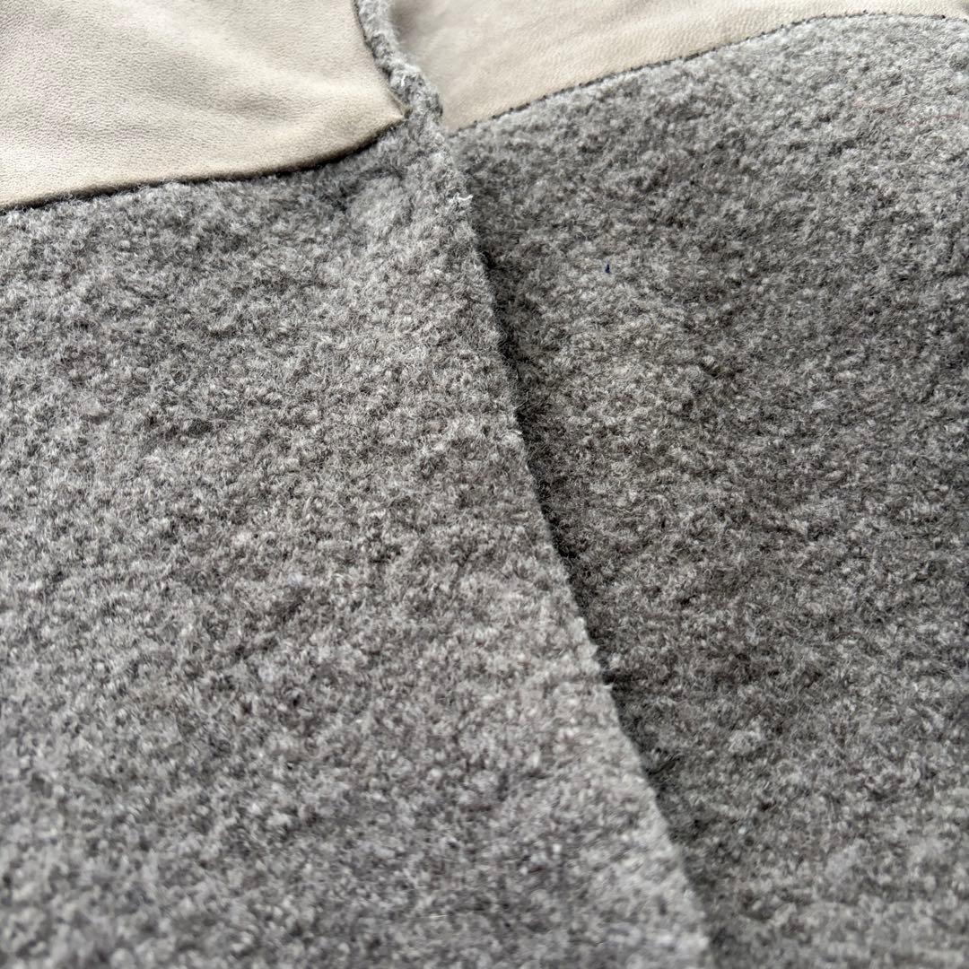 イタリア高級ブランド トランジット リアルレザー ウールコート異素材 グレー M