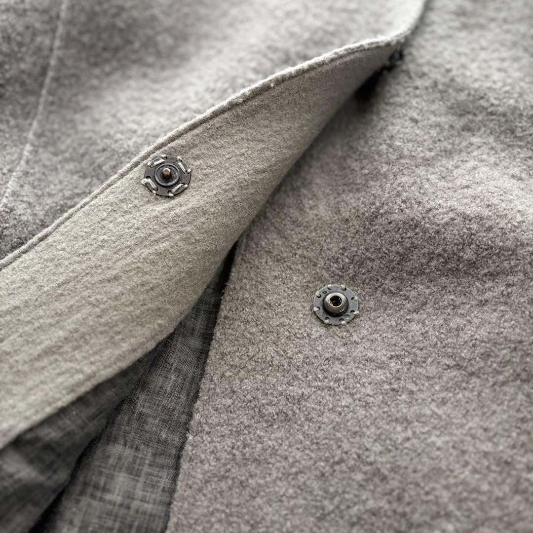 イタリア高級ブランド トランジット リアルレザー ウールコート異素材 グレー M