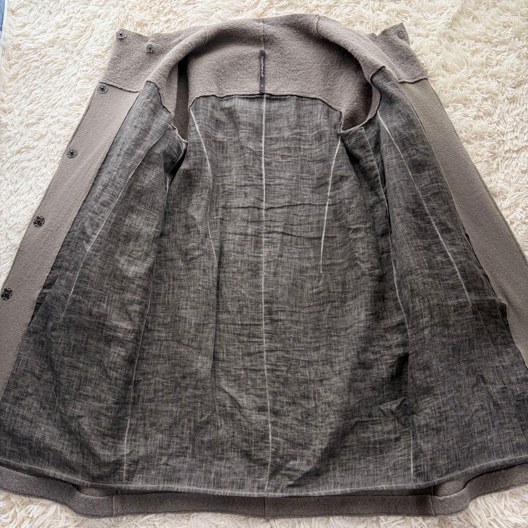 イタリア高級ブランド トランジット リアルレザー ウールコート異素材 グレー M