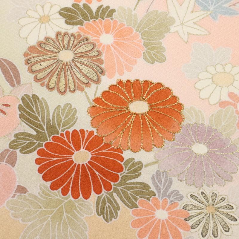 訪問着＊袷着物 長尺 トールサイズ 霞に四季花 略礼装 ピンク 正絹 1HM5