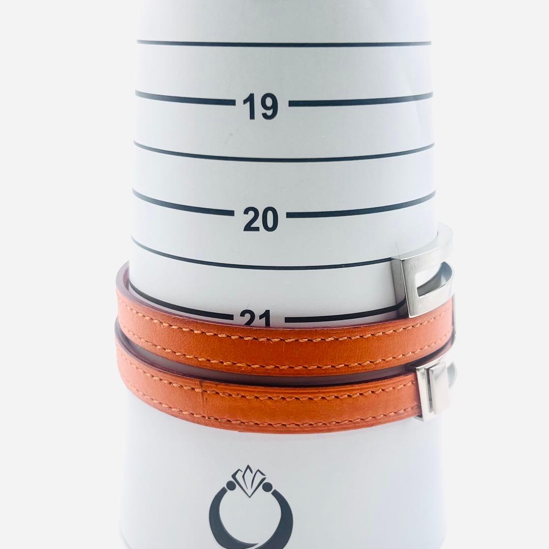 美品✨　エルメス　プスプス　オレンジレザー　シルバートーン　ブレスレット