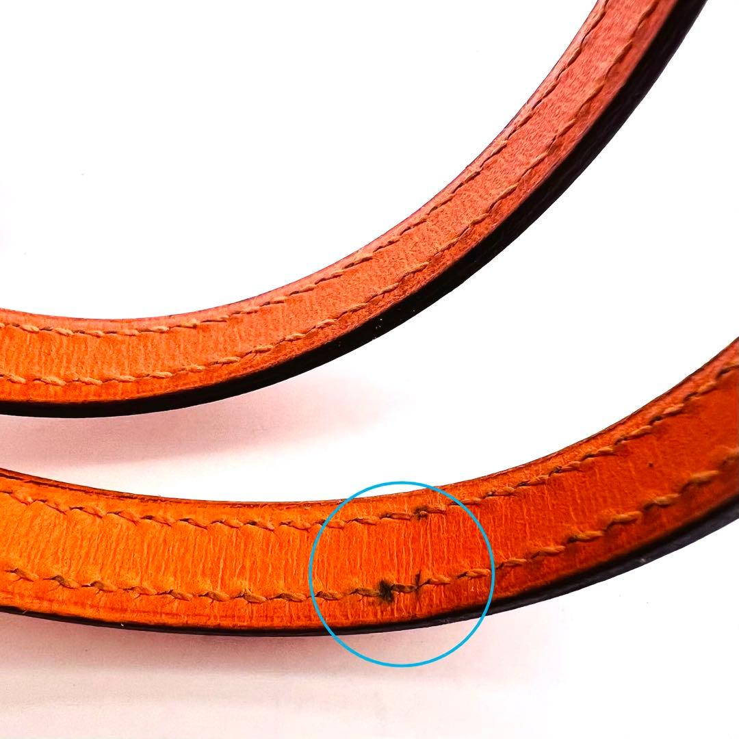 美品✨　エルメス　プスプス　オレンジレザー　シルバートーン　ブレスレット