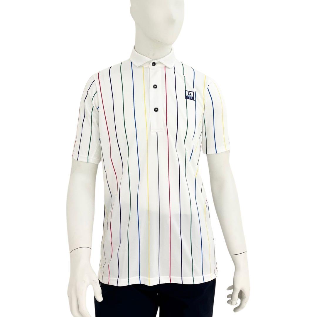 エリートグリップ　ラフウォーター　ポロシャツ　ストライプ　ホワイト　Lサイズ