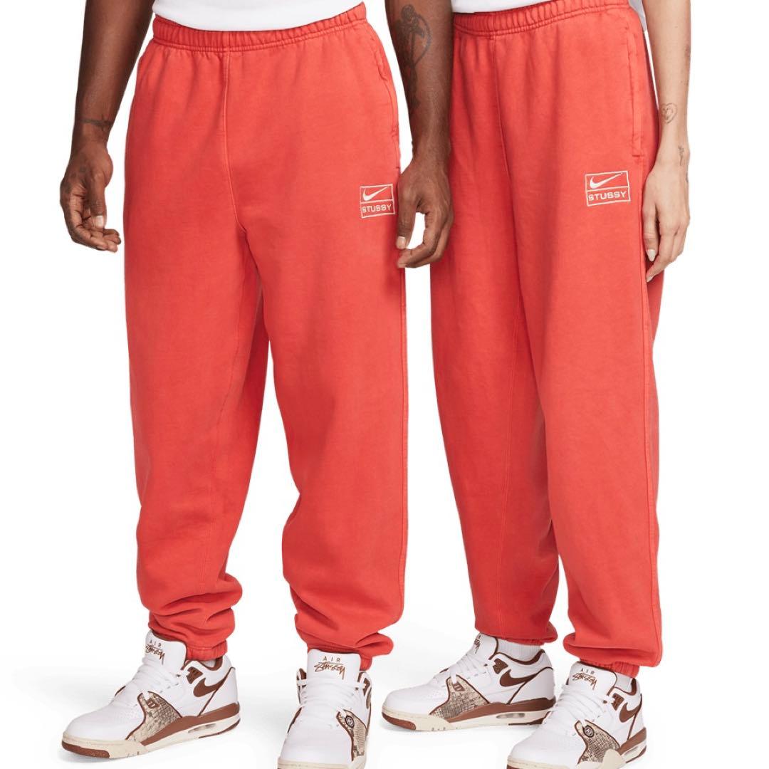 新品／Nike Stussy Fleece Pants Habanelo Red