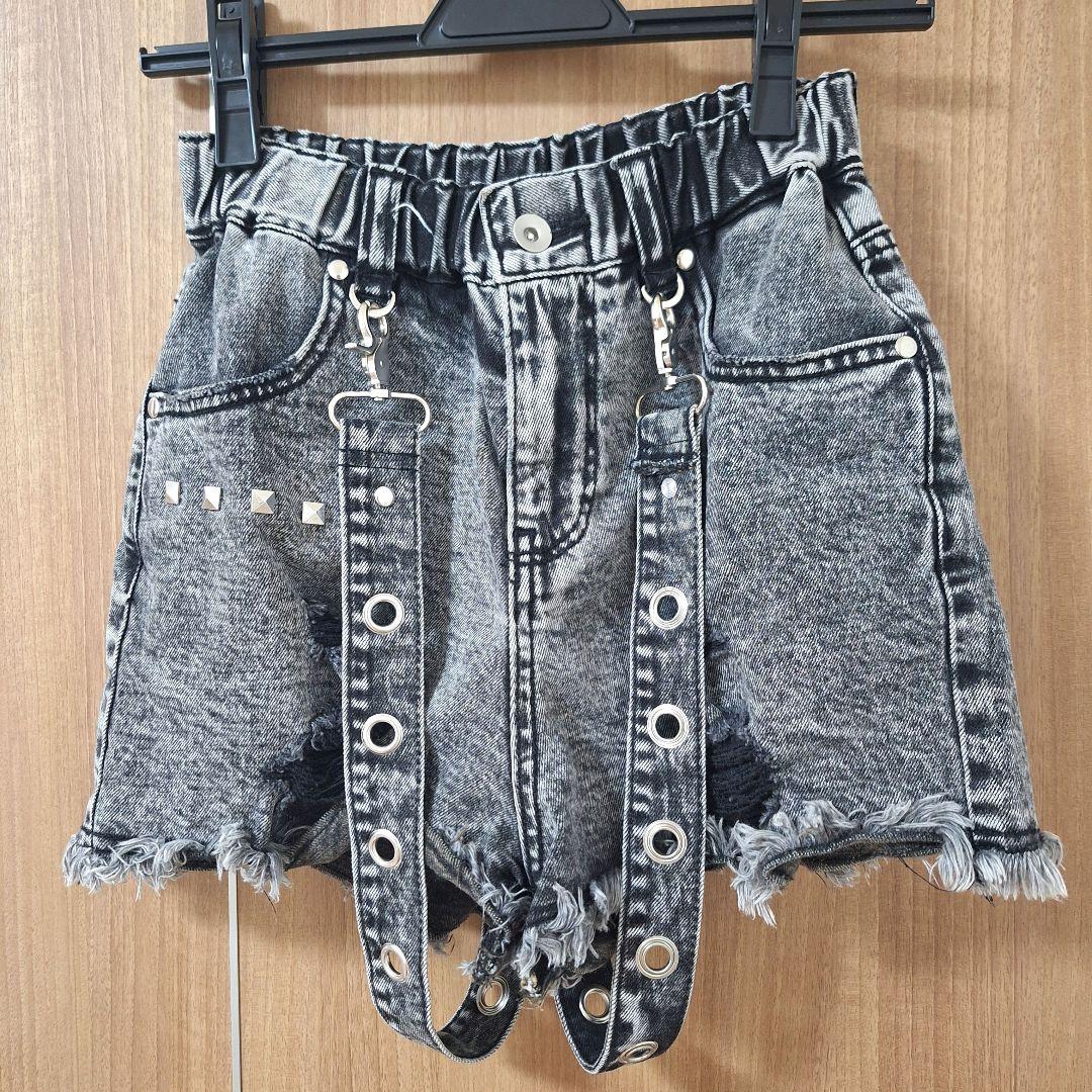 レフレム　サスペンダー付きデニムショーツ