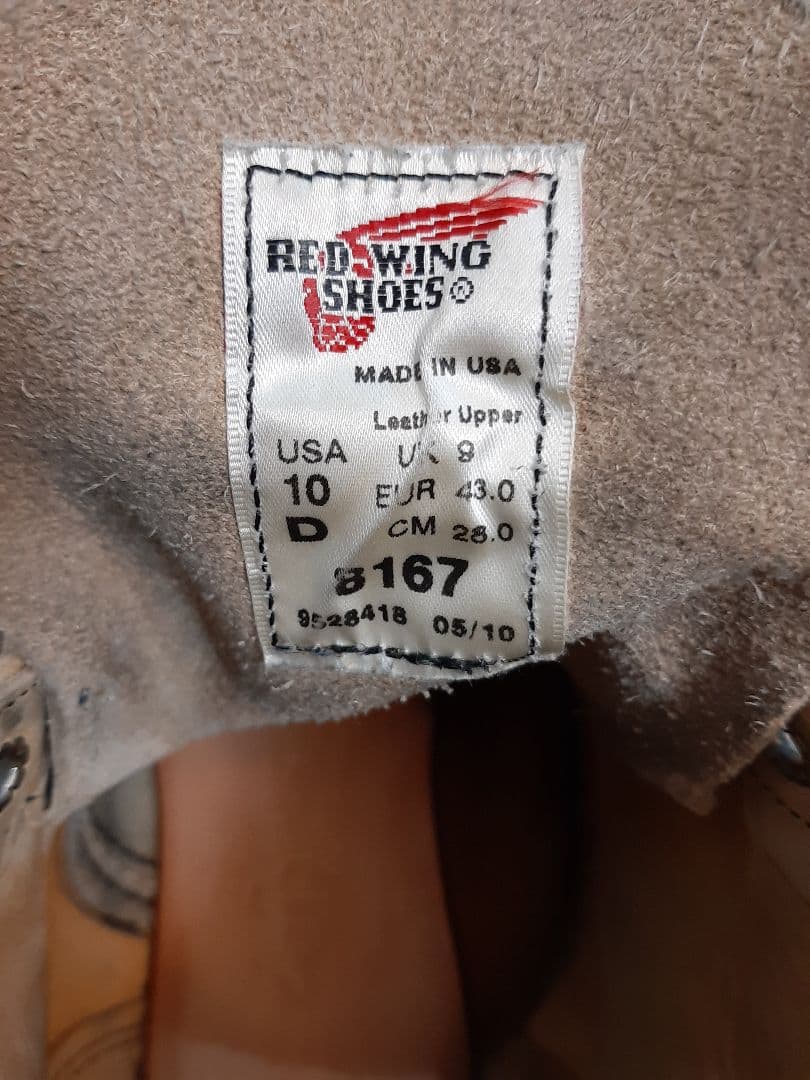 レッドウィング　８１６７　サイズ１０Ｄ　２８センチ ベージュ スエード