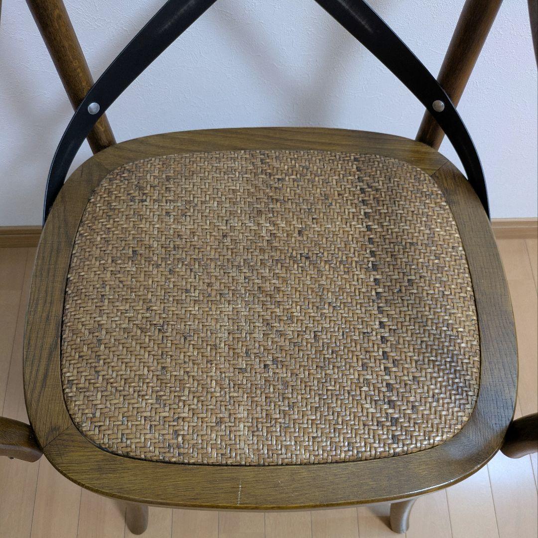 クロスバック ダイニングチェア アームチェア 椅子ダークブラウン籐 関家具③