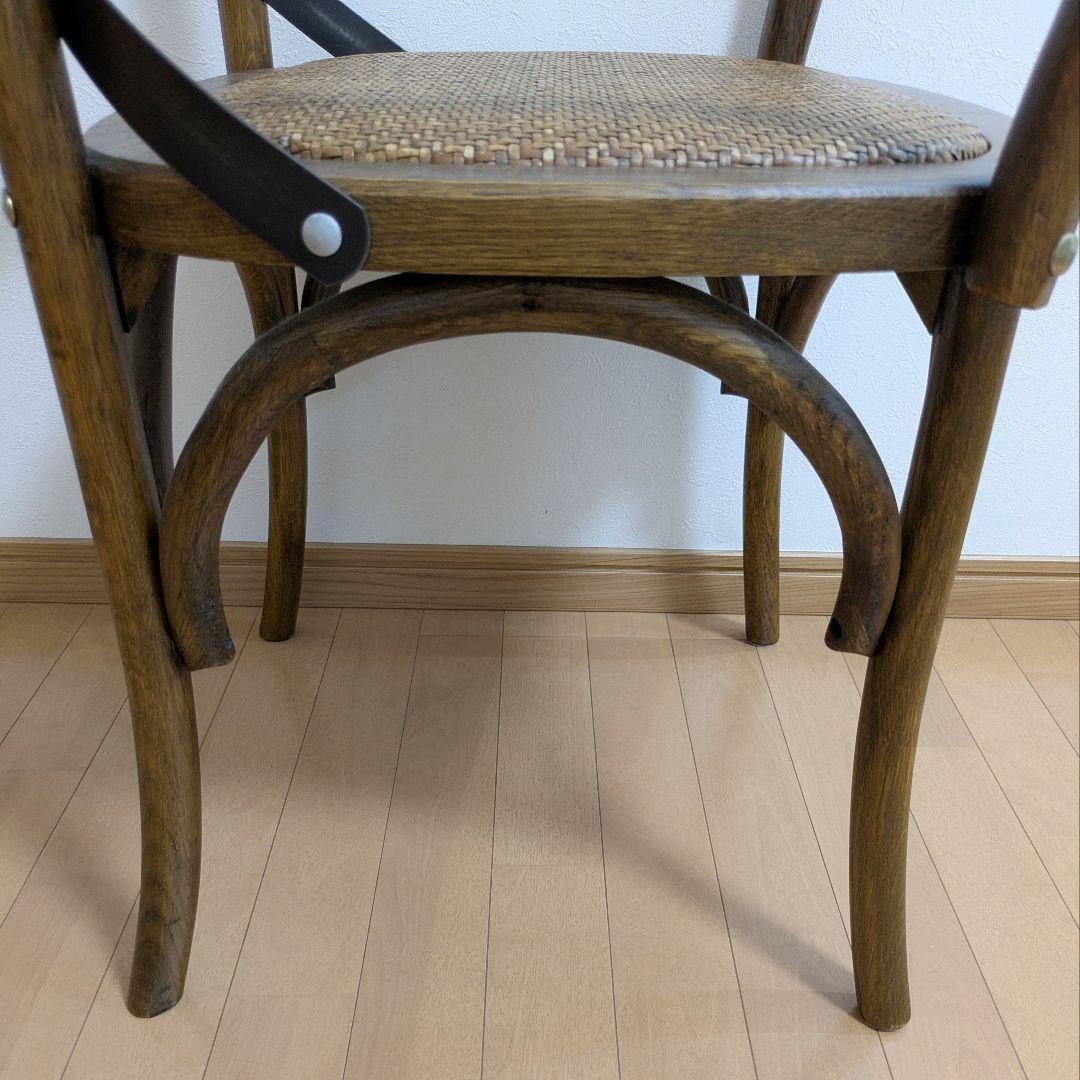 クロスバック ダイニングチェア アームチェア 椅子ダークブラウン籐 関家具③