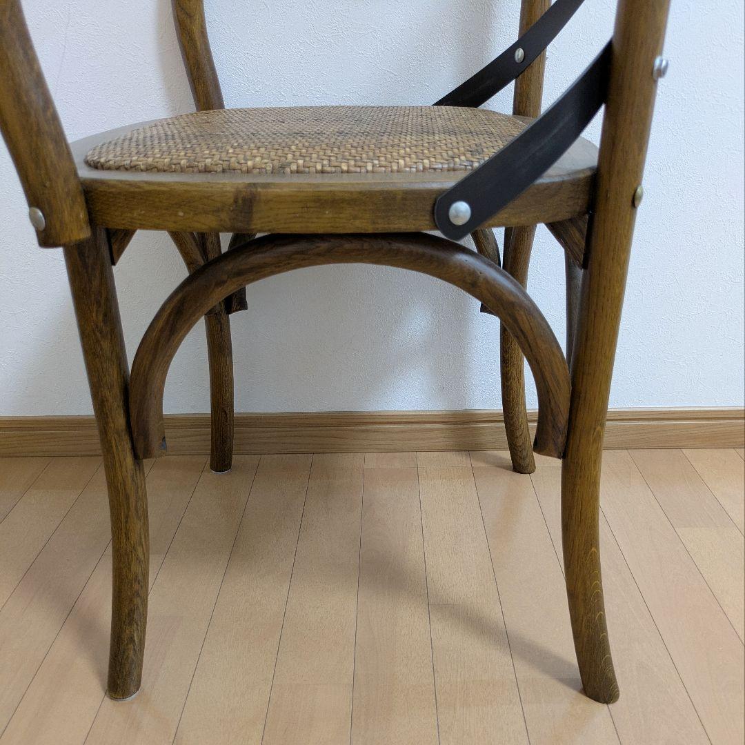 クロスバック ダイニングチェア アームチェア 椅子ダークブラウン籐 関家具③