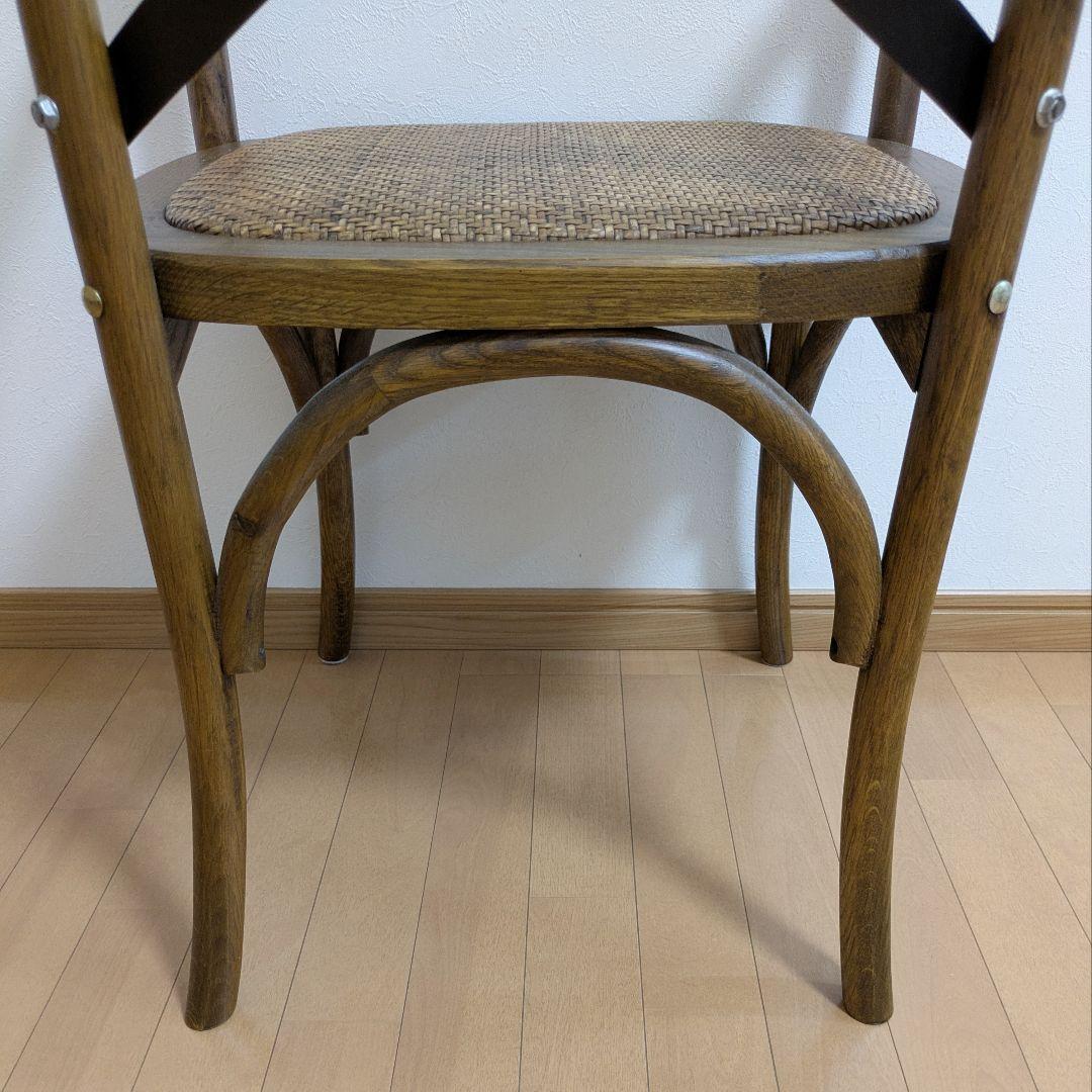 クロスバック ダイニングチェア アームチェア 椅子ダークブラウン籐 関家具③