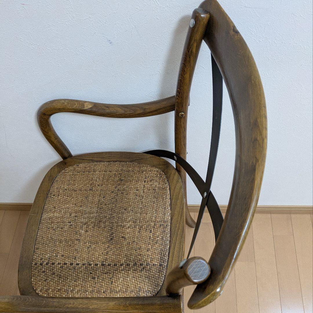 クロスバック ダイニングチェア アームチェア 椅子ダークブラウン籐 関家具③