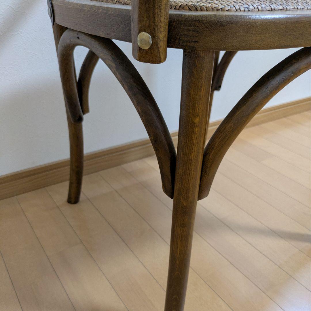 クロスバック ダイニングチェア アームチェア 椅子ダークブラウン籐 関家具③