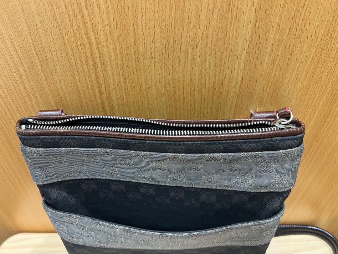 LOEWE ロエベ サコッシュ　ショルダーバッグ キャンバス　レザー　総柄　黒