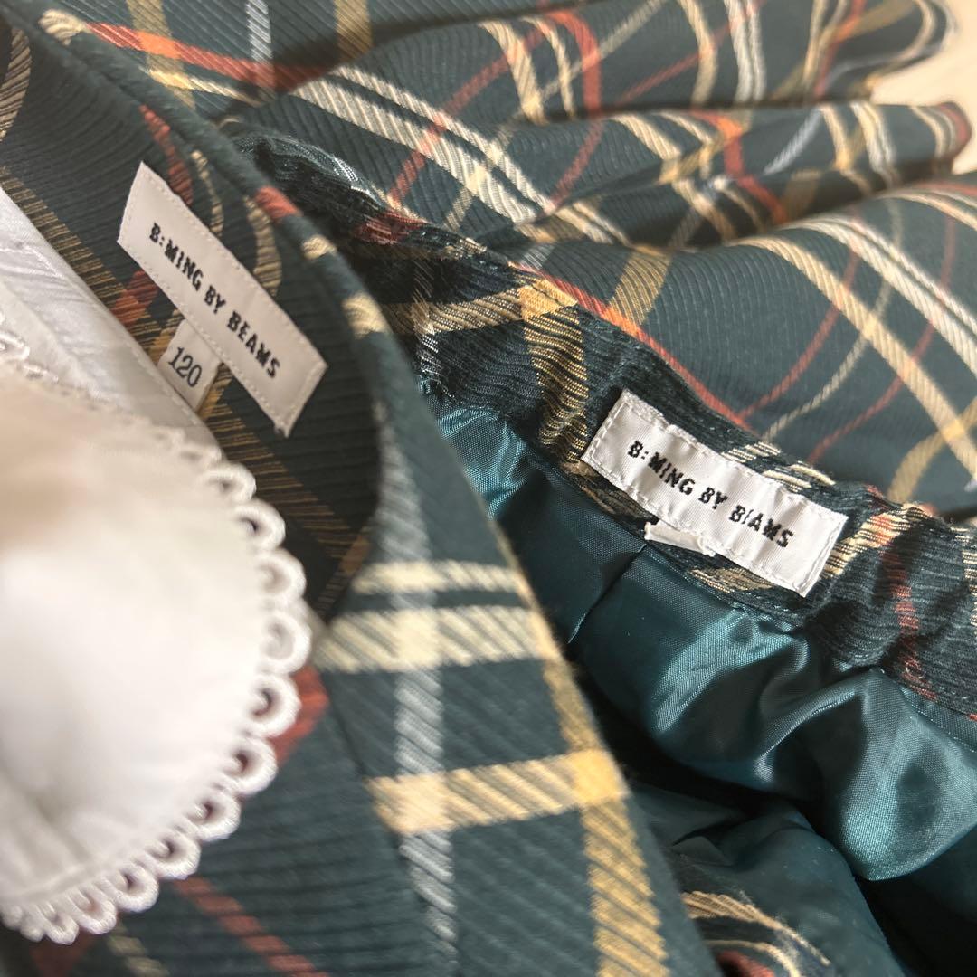 B:MING ネイビー系チェック フォーマルスーツ 120㎝　卒業、卒園、入学