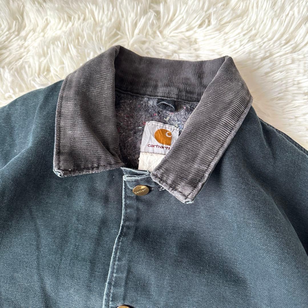 90s Carhartt ミシガンチョアコート ブラック フェード 襤褸 L相当