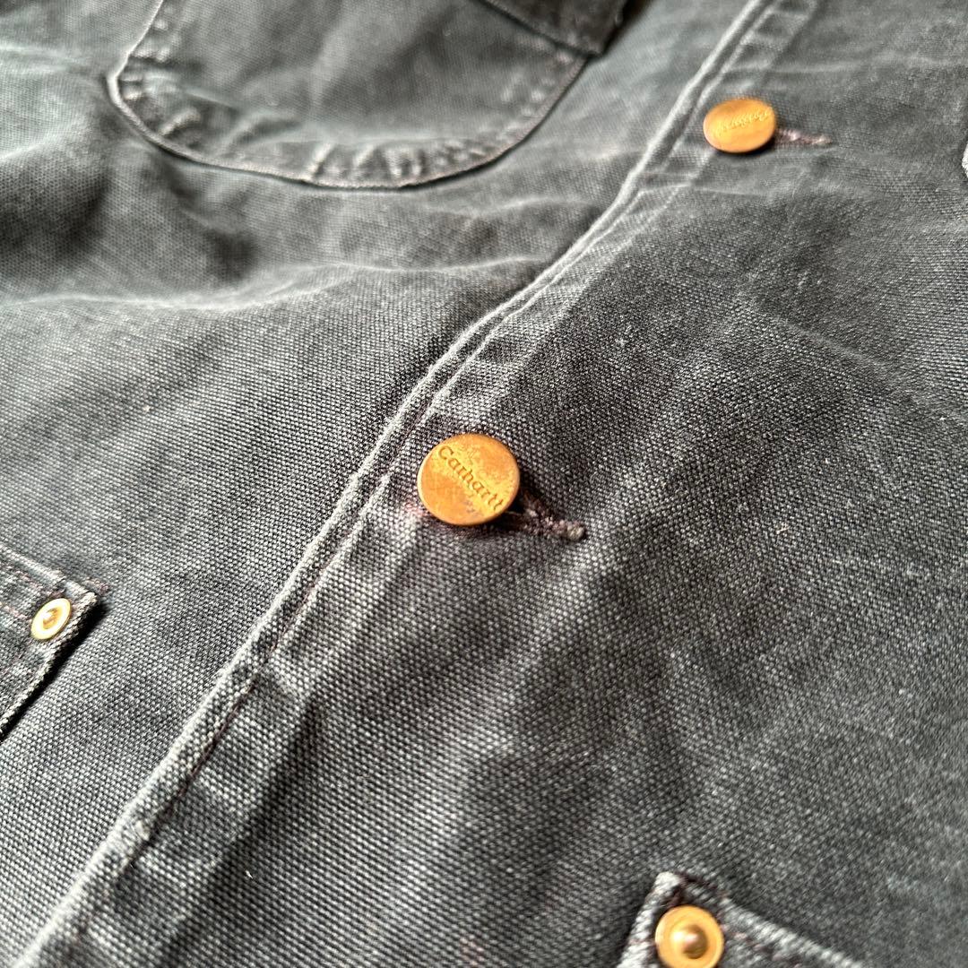 90s Carhartt ミシガンチョアコート ブラック フェード 襤褸 L相当