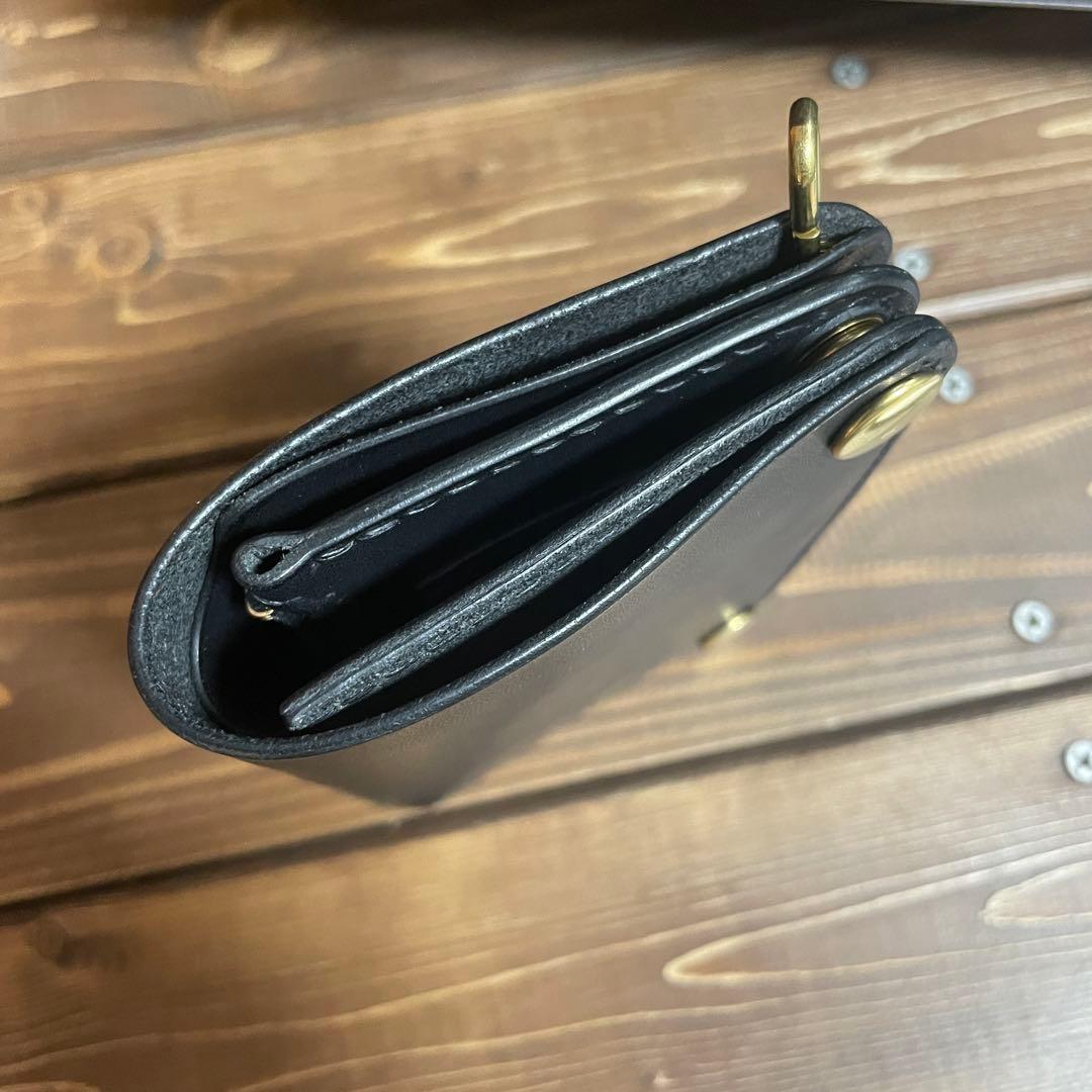 ミドルトラッカーウォレット　栃木レザー　ワイルドブラック お札折らずに収納