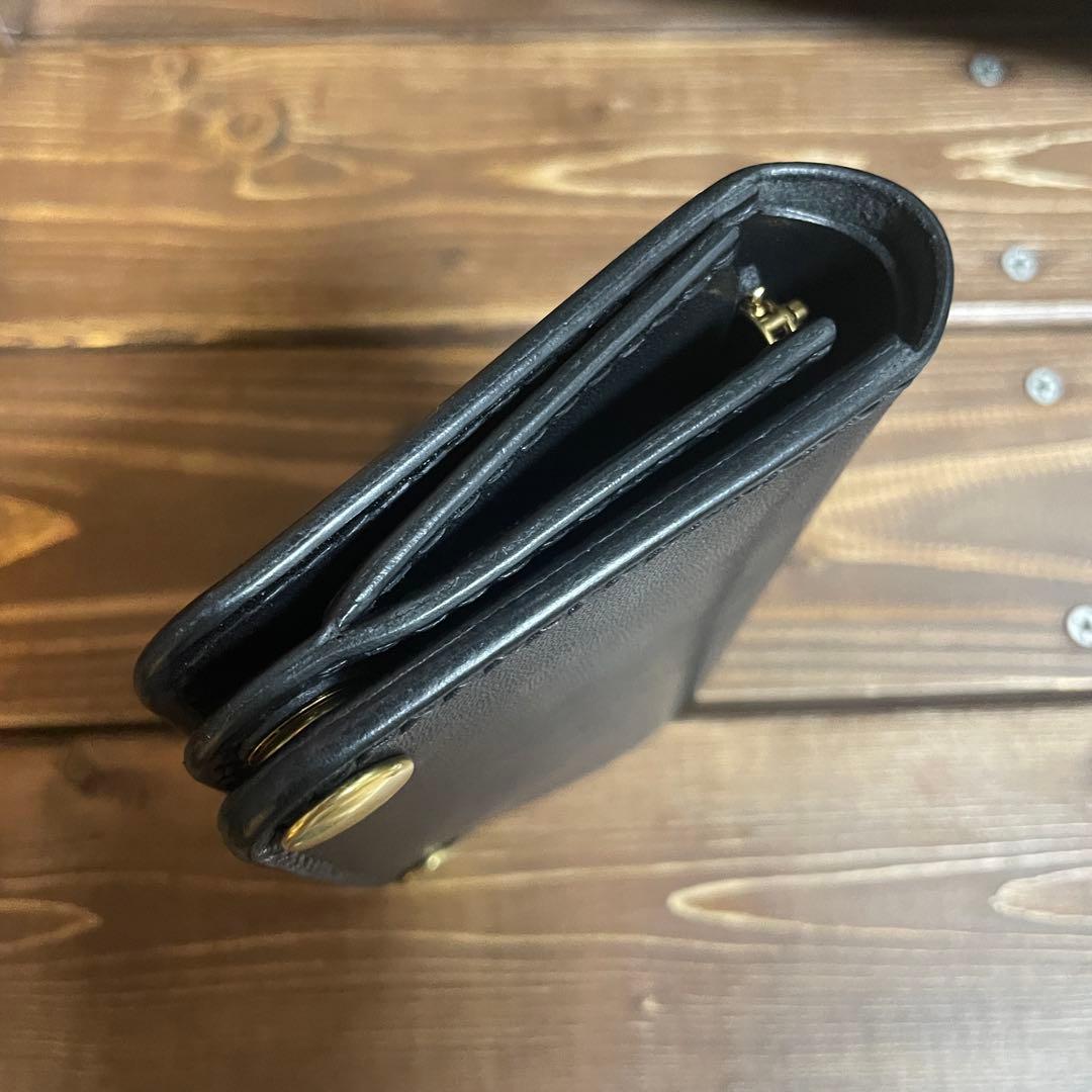 ミドルトラッカーウォレット　栃木レザー　ワイルドブラック お札折らずに収納