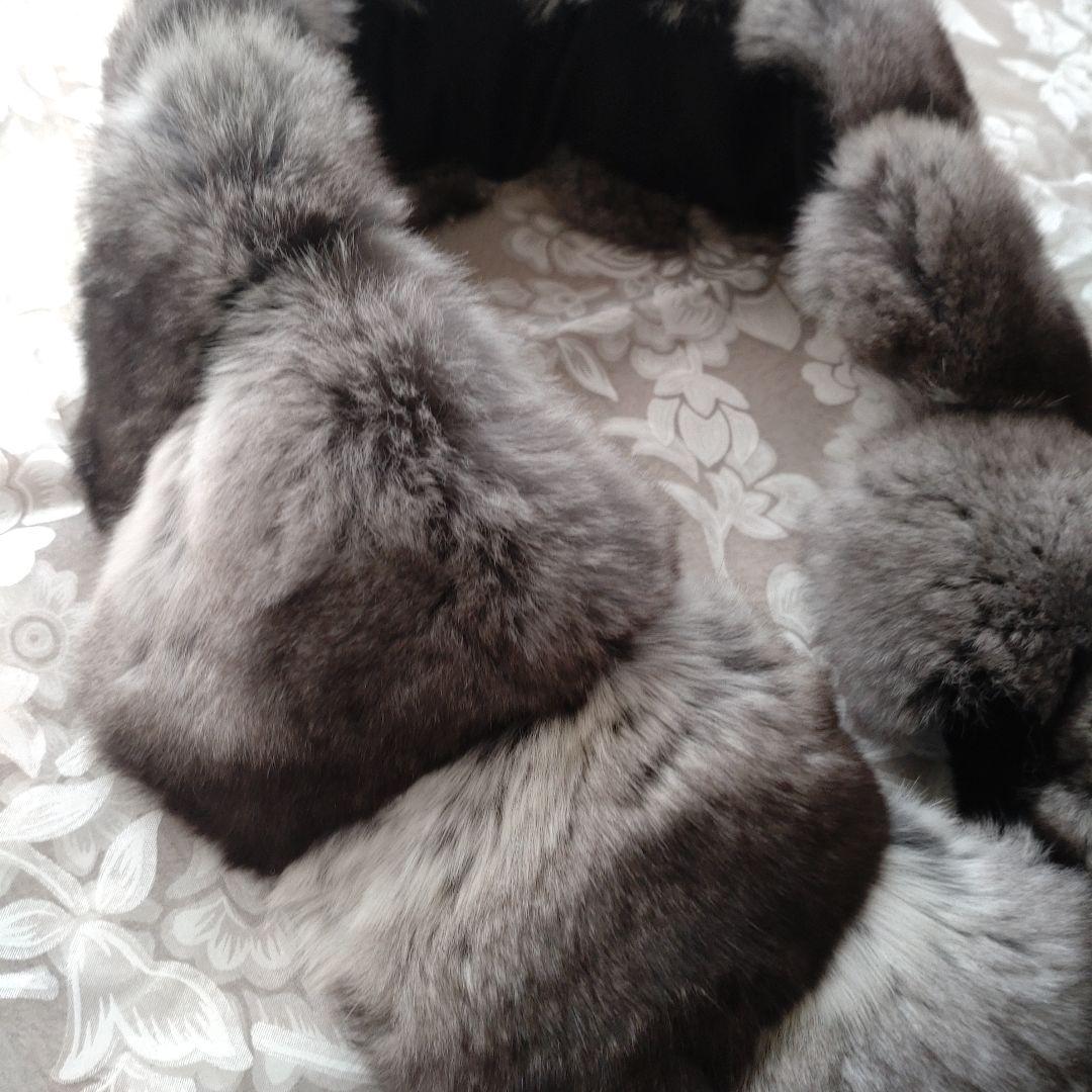 新品未使用　百貨店購入　タグ付き　チンチラマフラー　グレー　リアルファー