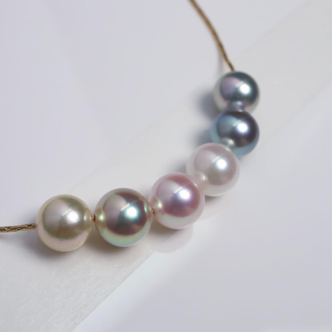 高グレード あこや真珠 ネックレス あこやパール マルチカラー スルーネックレス