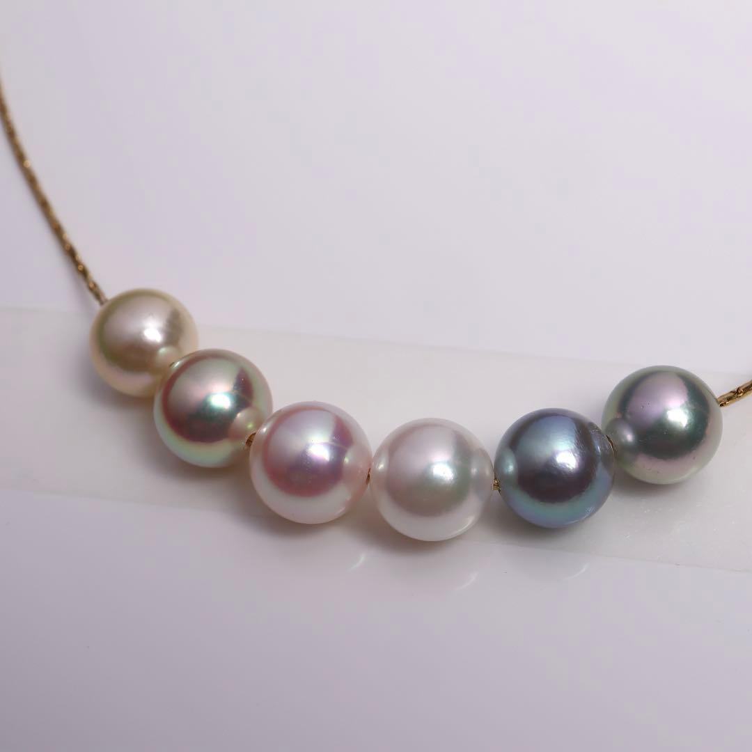 高グレード あこや真珠 ネックレス あこやパール マルチカラー スルーネックレス