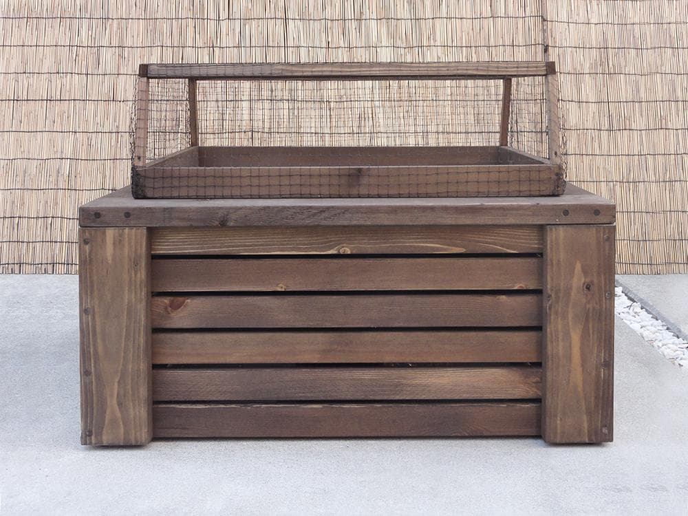 高さのあるビオトープ 40L トロ舟＆木枠セット(3D型防鳥網付き)